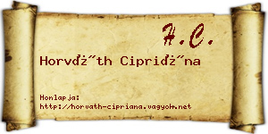 Horváth Cipriána névjegykártya
